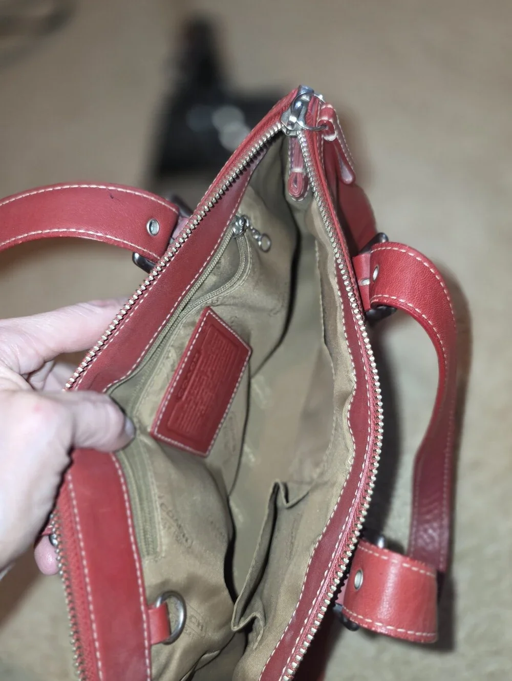 COACH BRIGHT RED HAMPTONS SATCHEL & WALLET Y2K Like New